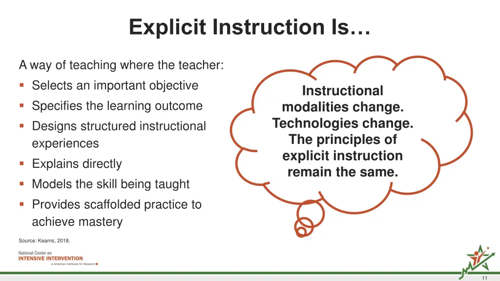 explicit instruction is