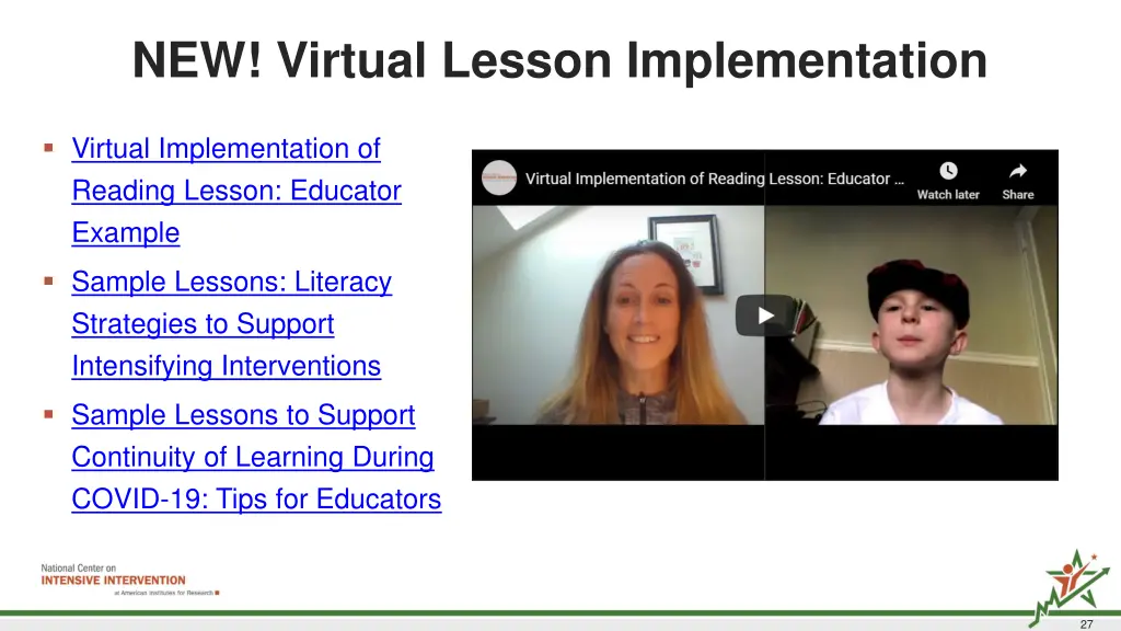 new virtual lesson implementation