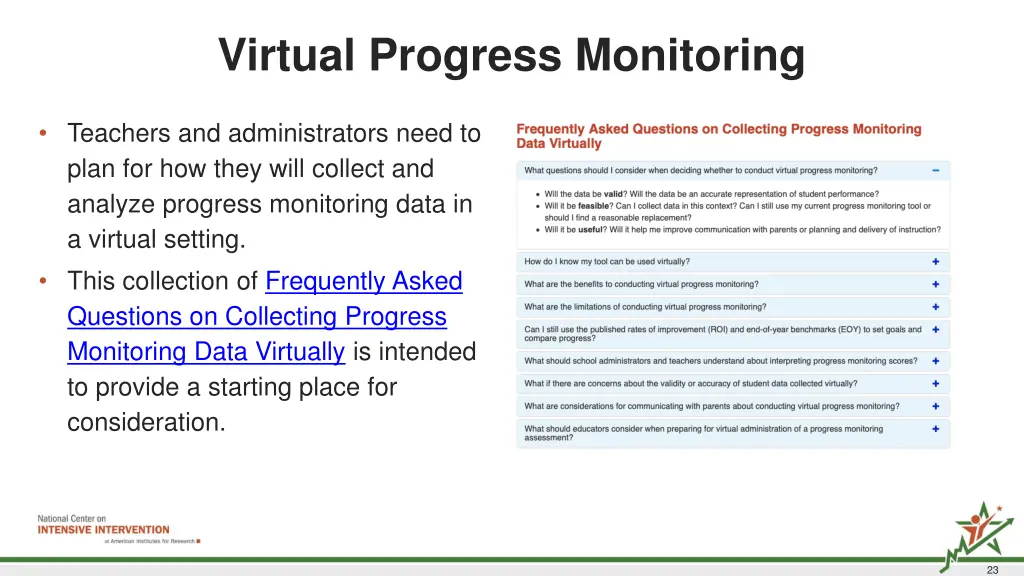 virtual progress monitoring