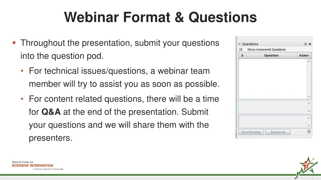 webinar format questions