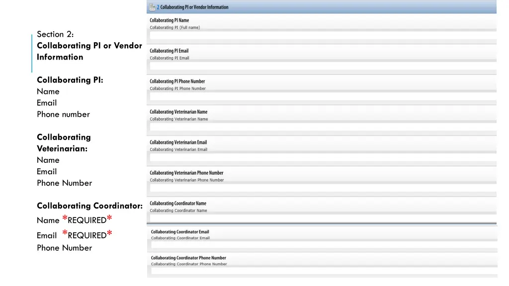 section 2 collaborating pi or vendor information