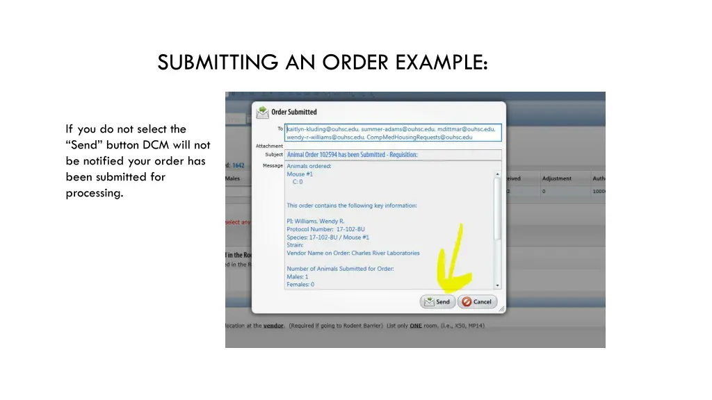 submitting an order example