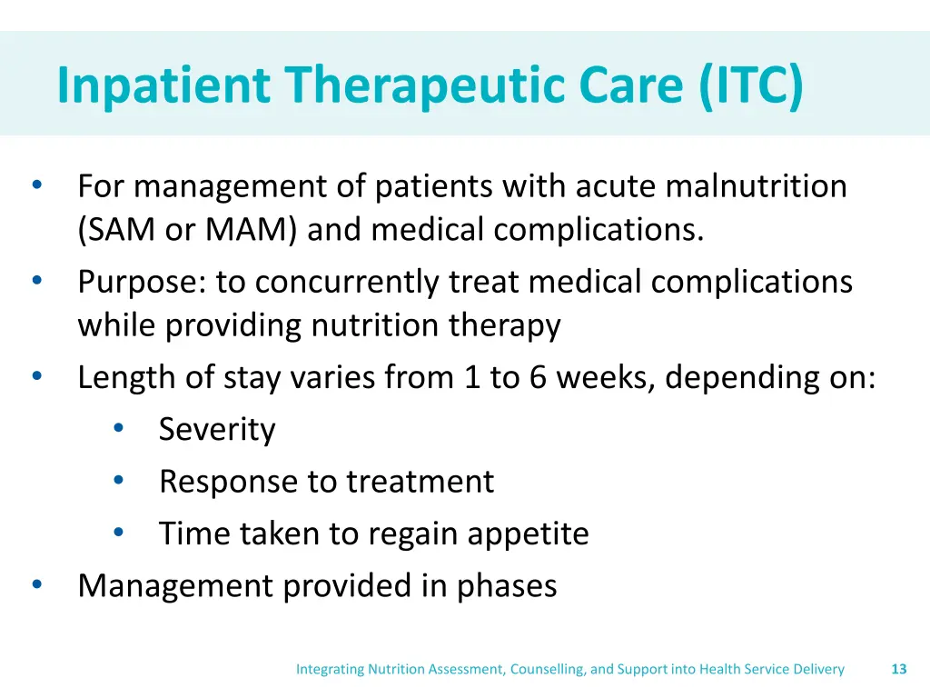 inpatient therapeutic care itc