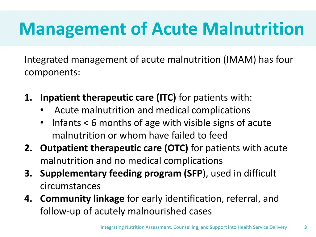 management of acute malnutrition