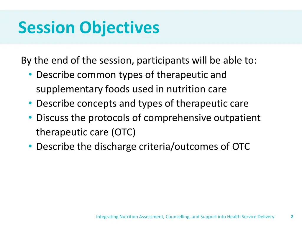 session objectives