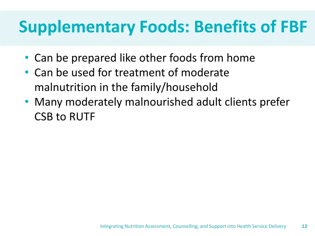 supplementary foods benefits of fbf