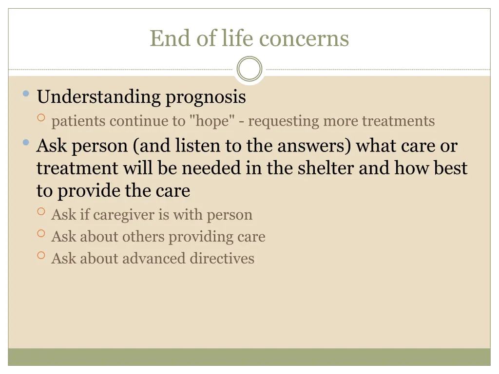 end of life concerns