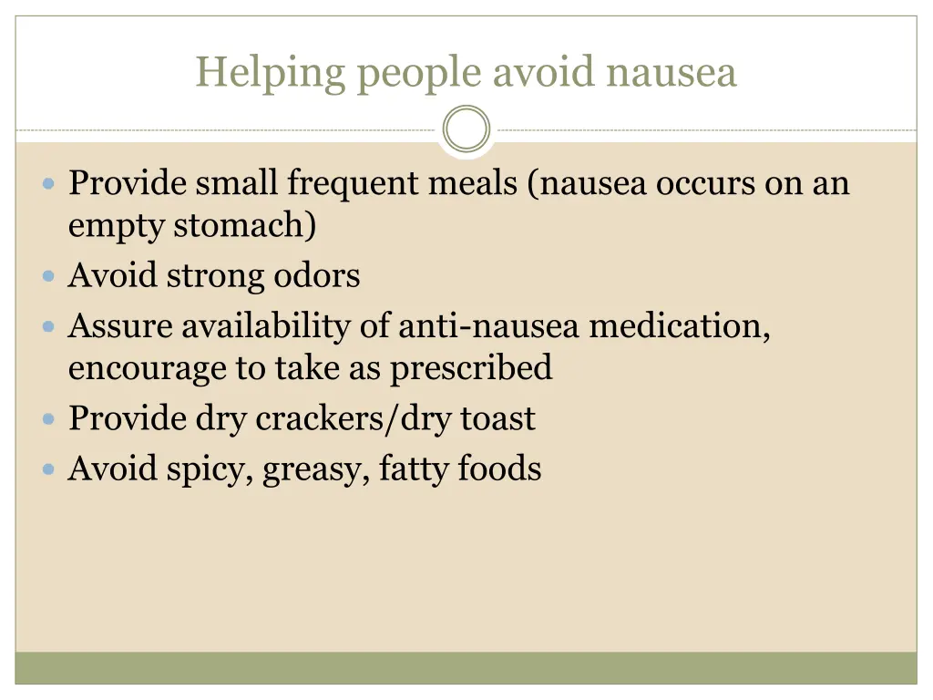 helping people avoid nausea