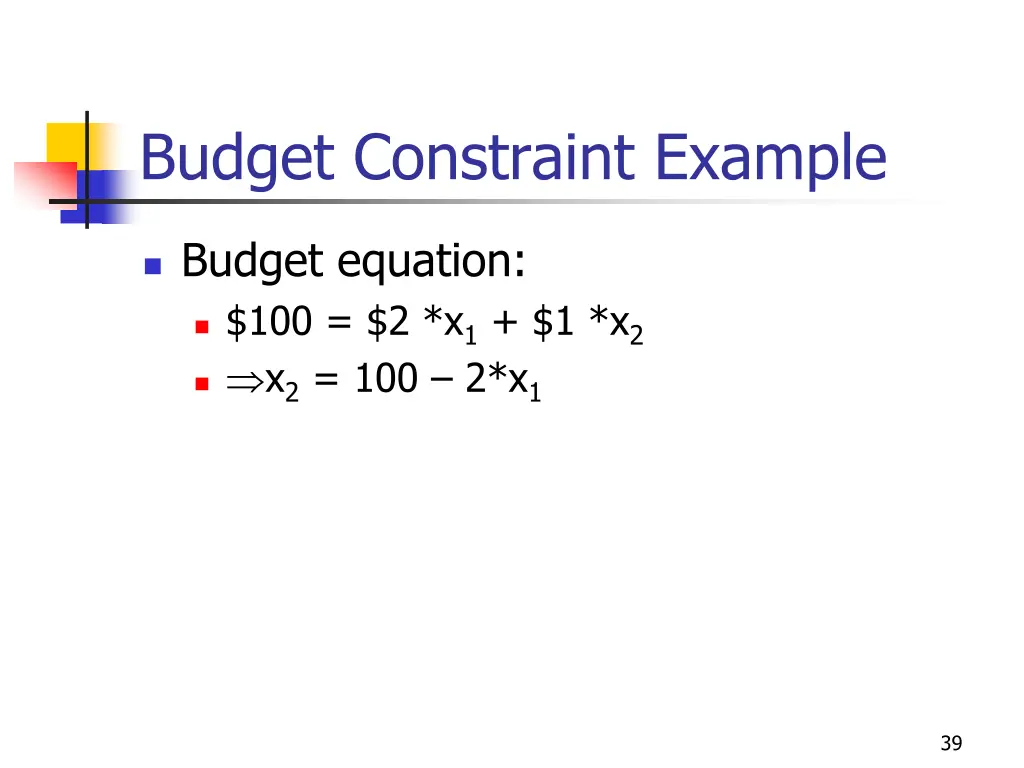 budget constraint example 1