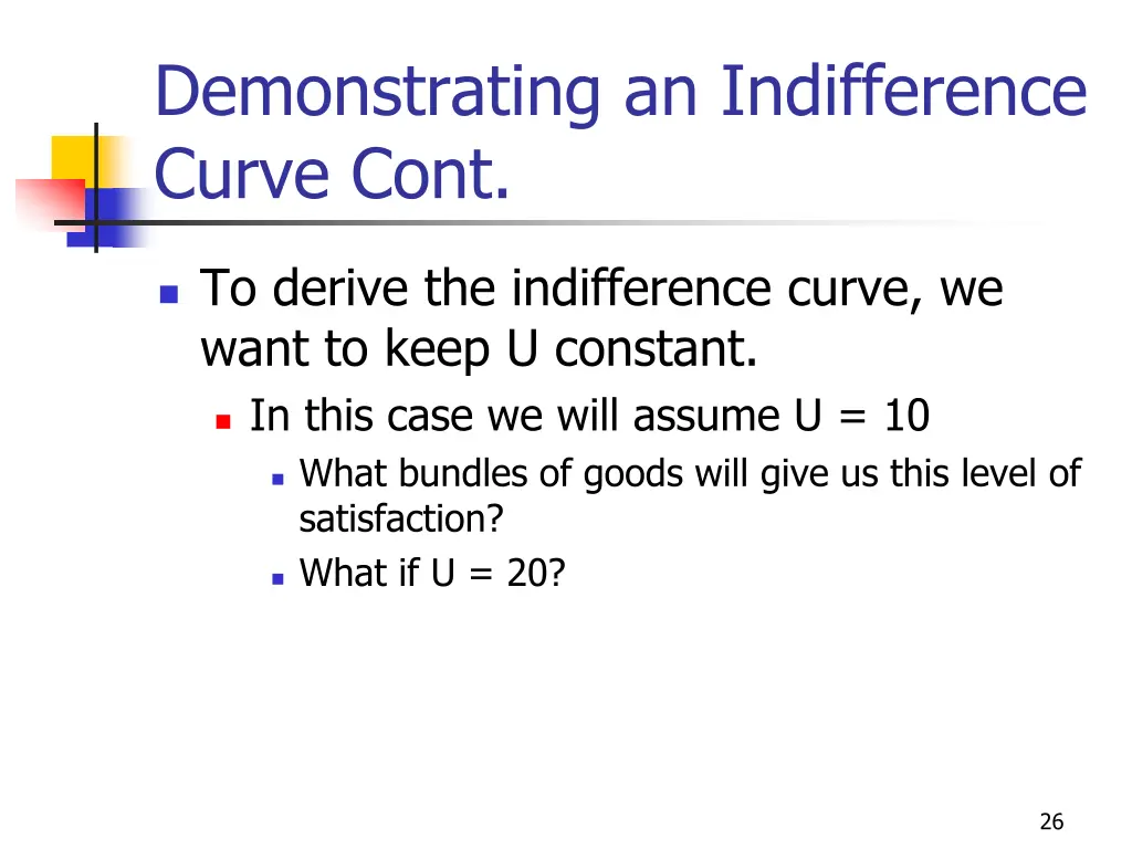 demonstrating an indifference curve cont