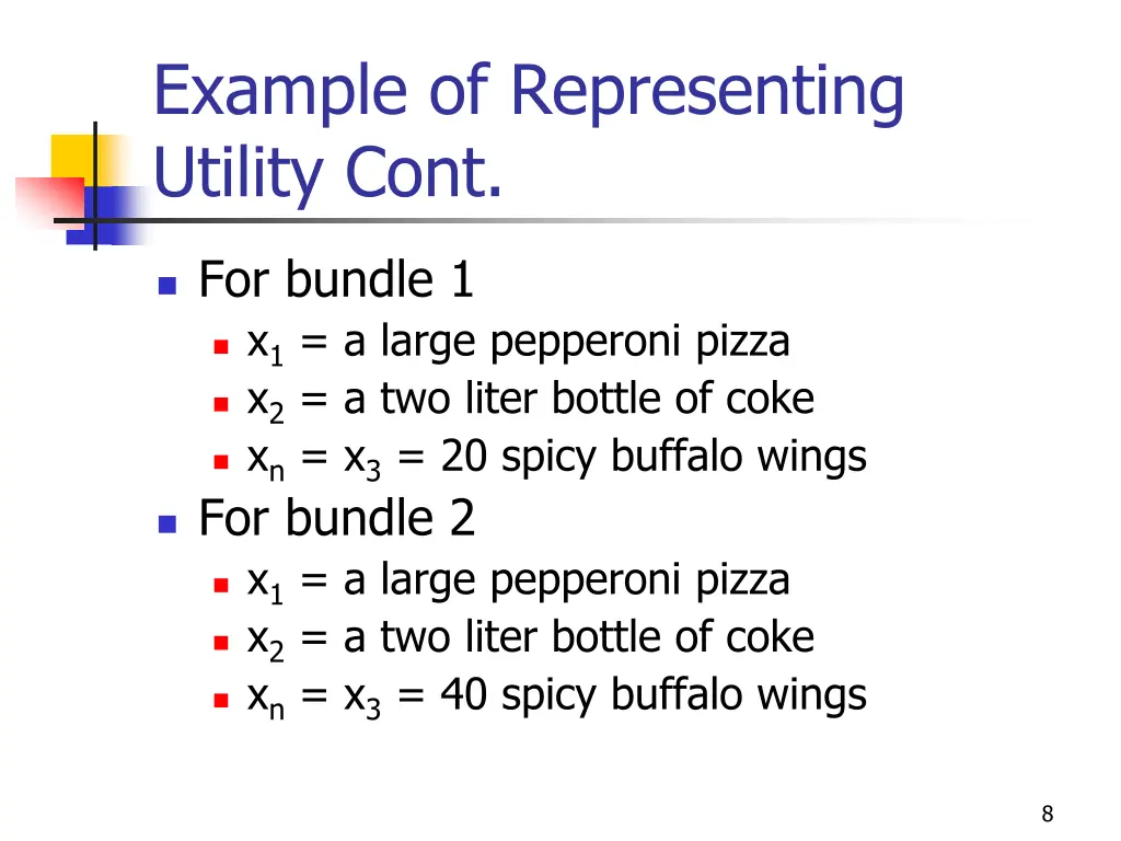 example of representing utility cont