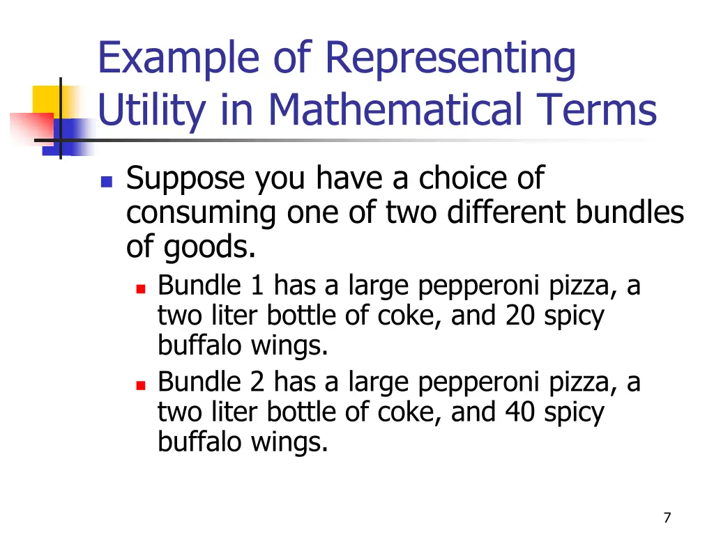 example of representing utility in mathematical 1