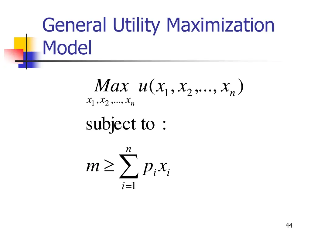 general utility maximization model