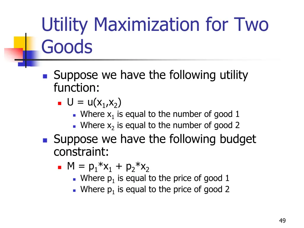 utility maximization for two goods