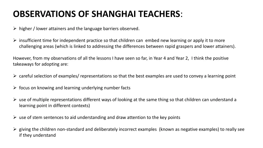 observations of shanghai teachers