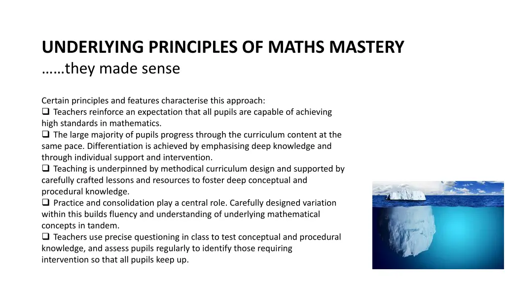 underlying principles of maths mastery they made