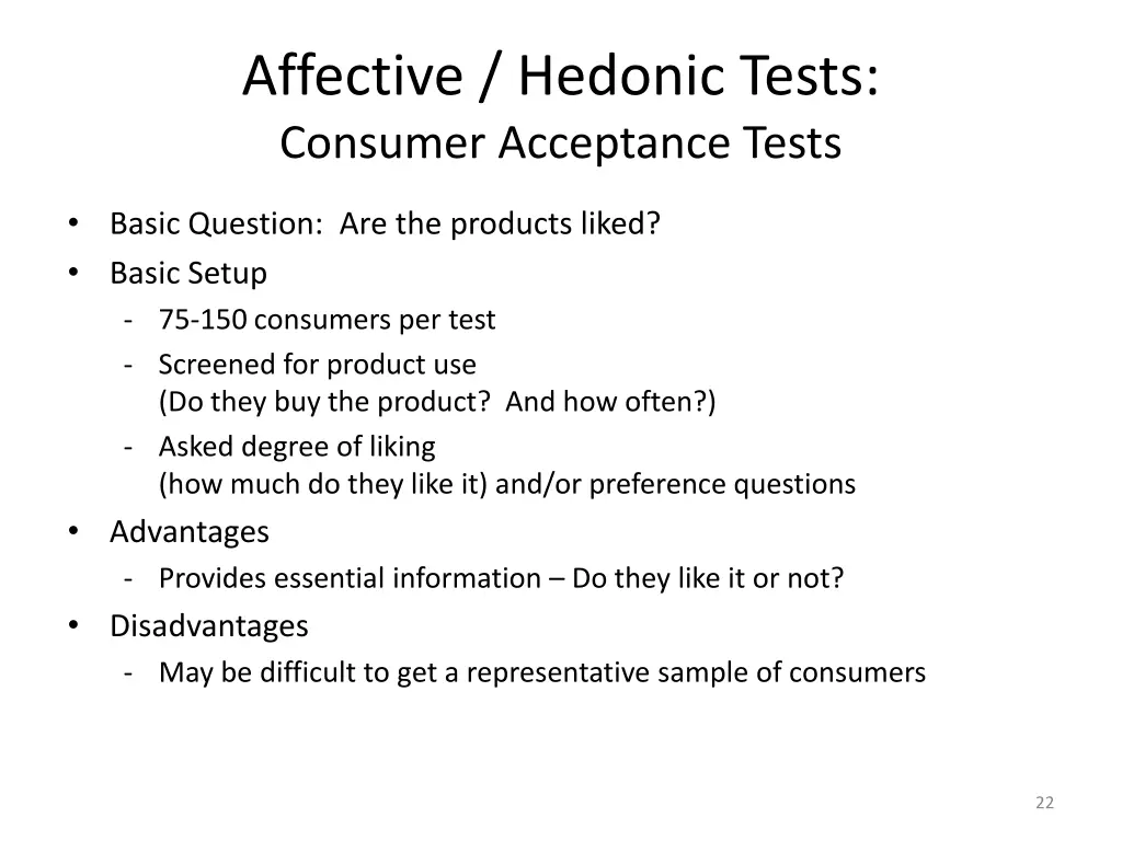 affective hedonic tests consumer acceptance tests