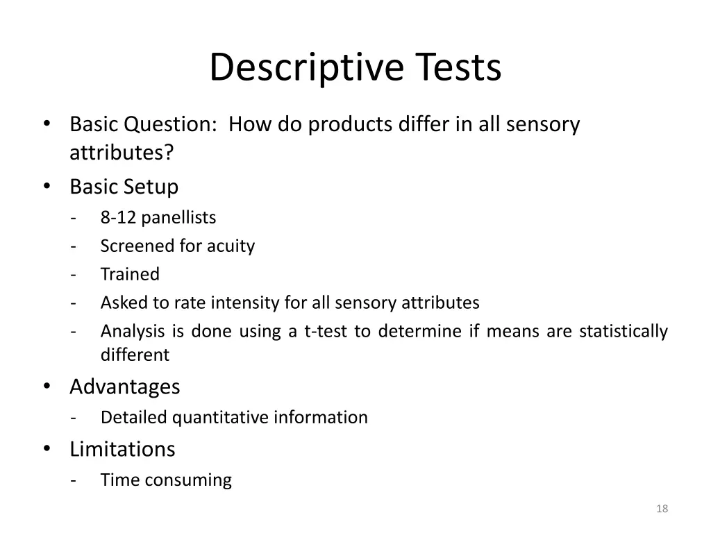 descriptive tests