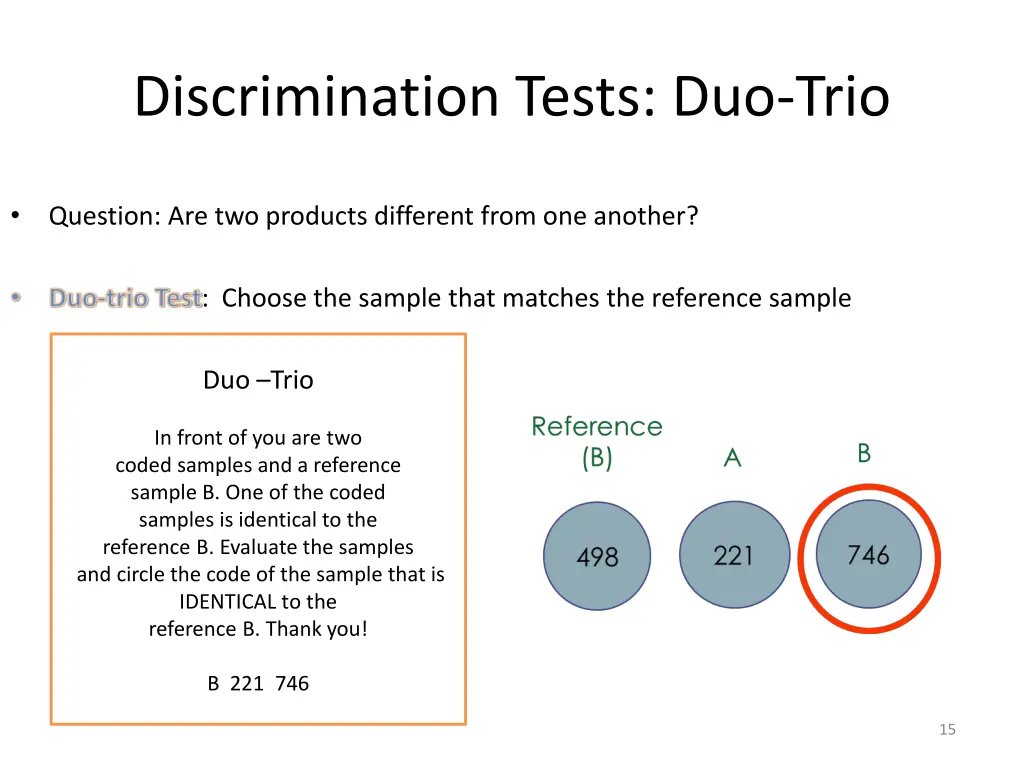 discrimination tests duo trio