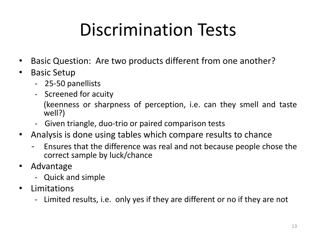 discrimination tests