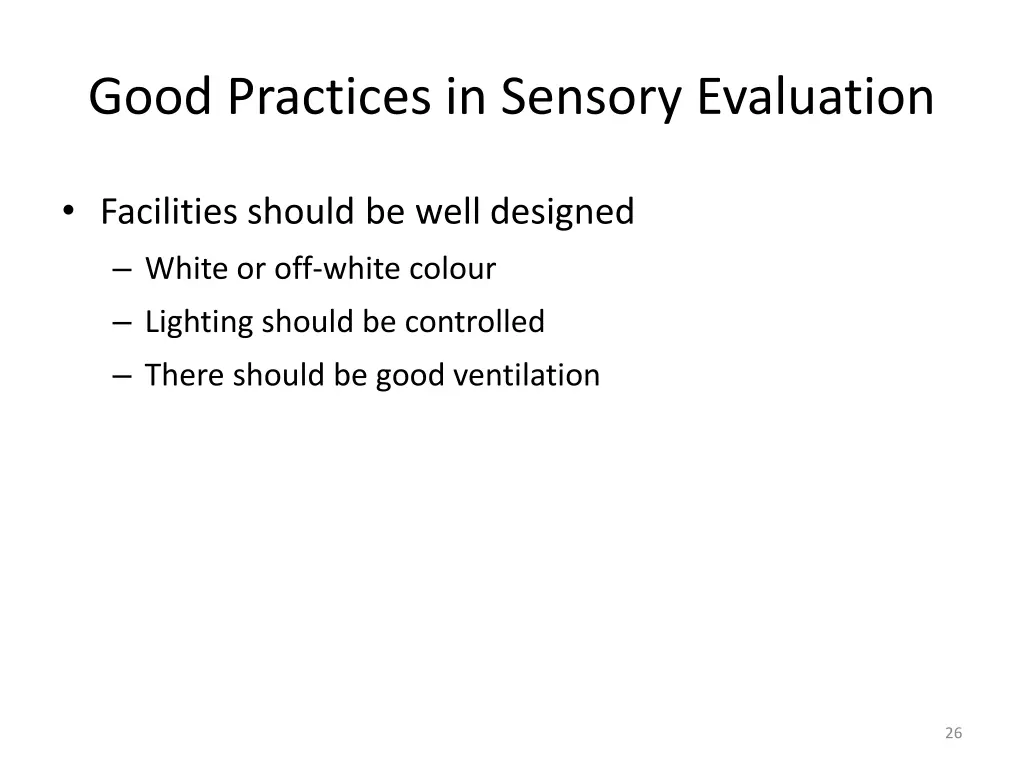 good practices in sensory evaluation