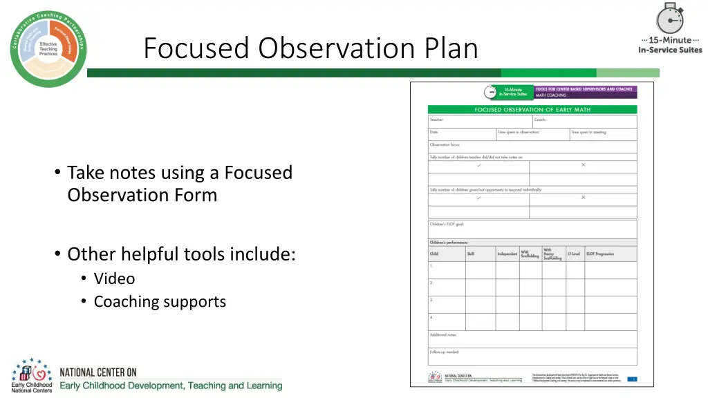 focused observation plan