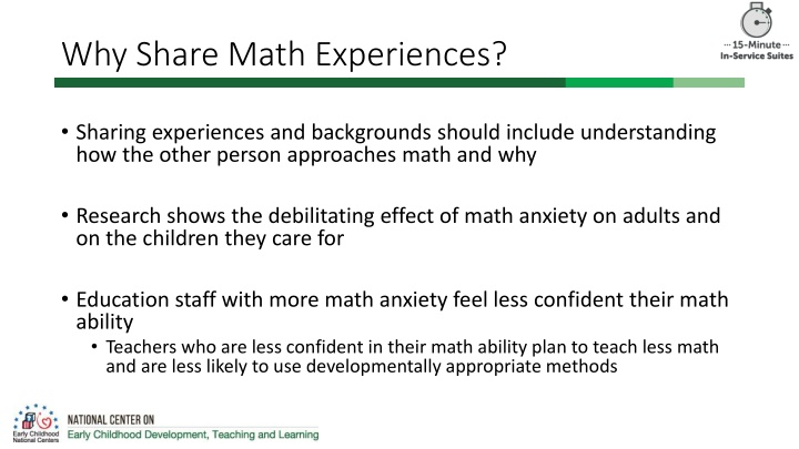 why share math experiences