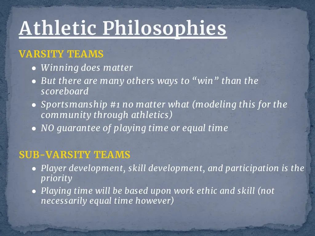 athletic philosophies