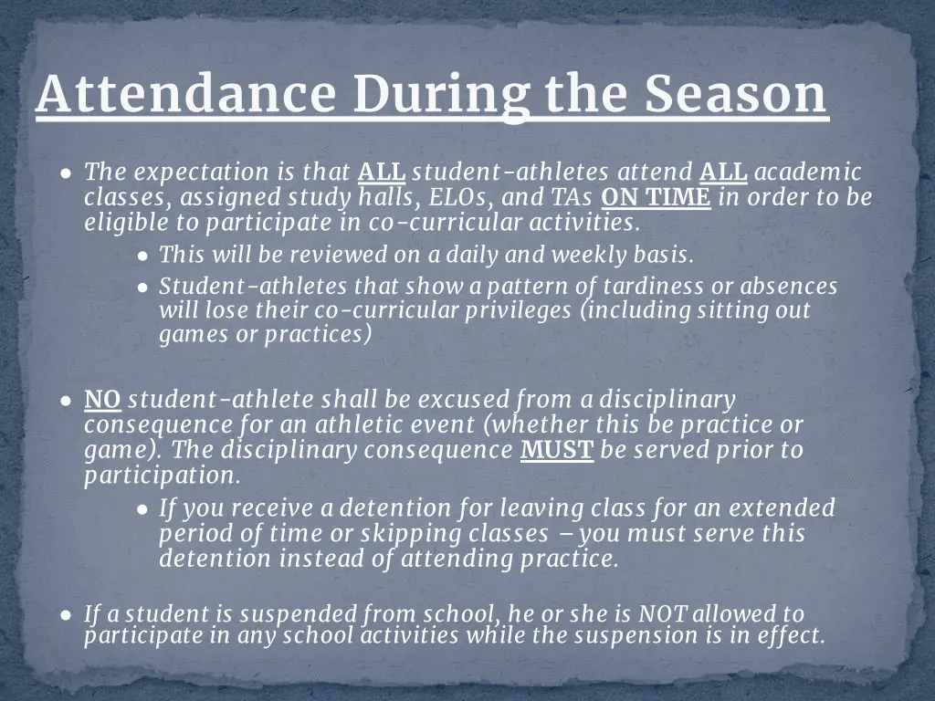 attendance during the season