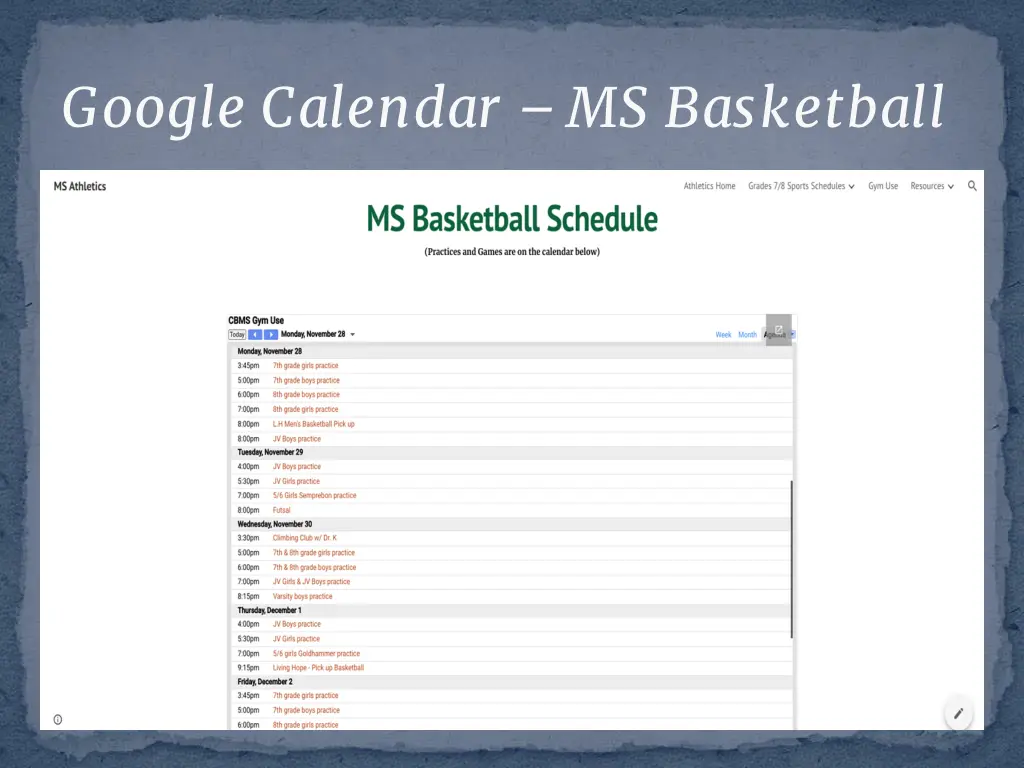 google calendar ms basketball