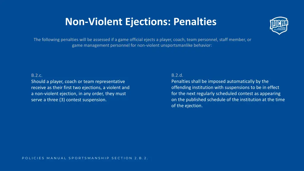 non violent ejections penalties