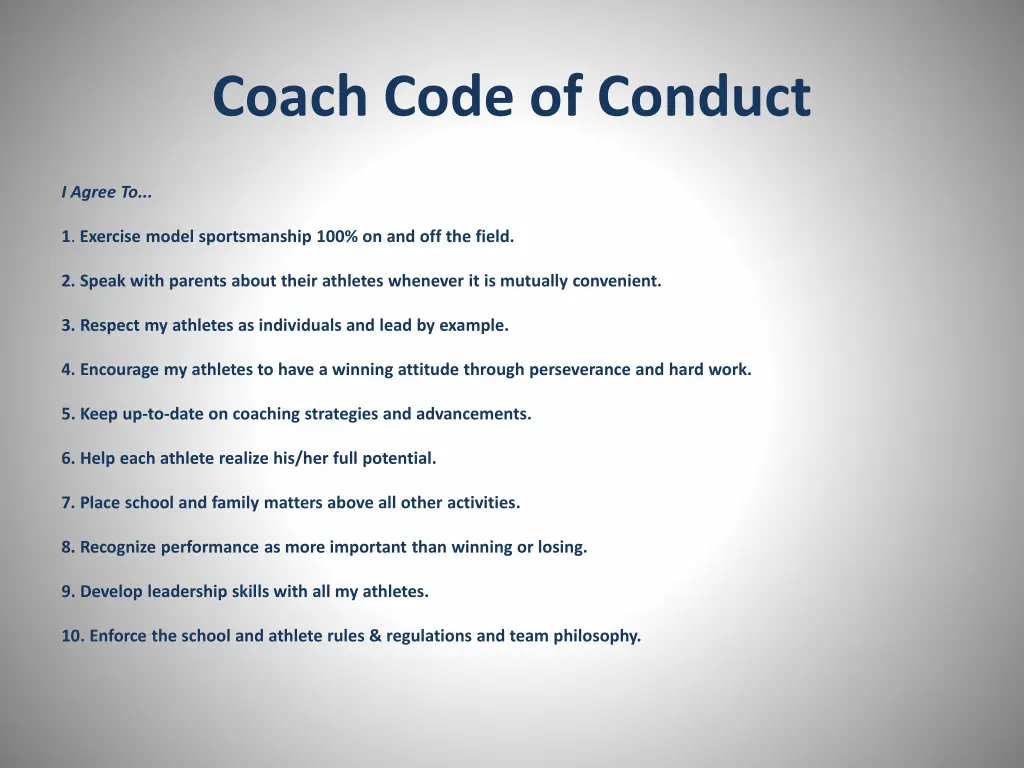 coach code of conduct