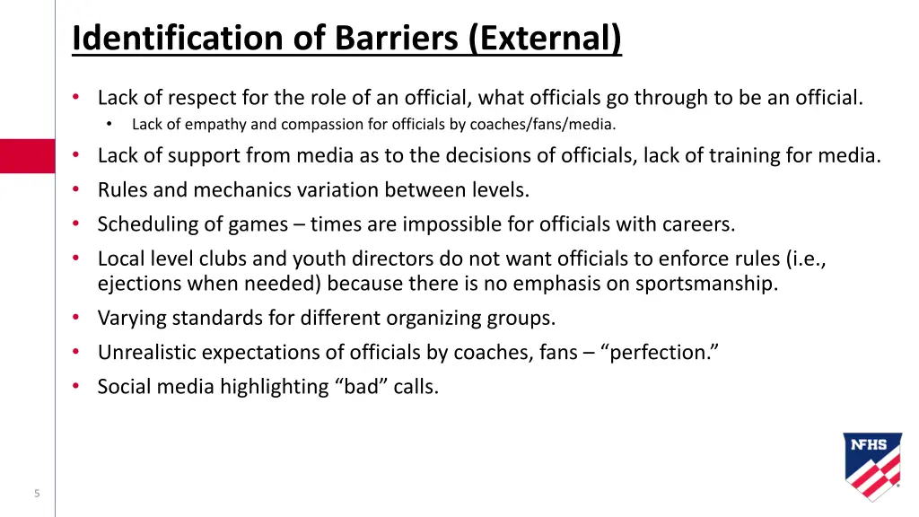 identification of barriers external 1