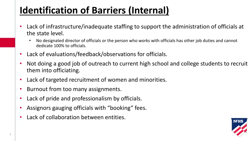 identification of barriers internal 1