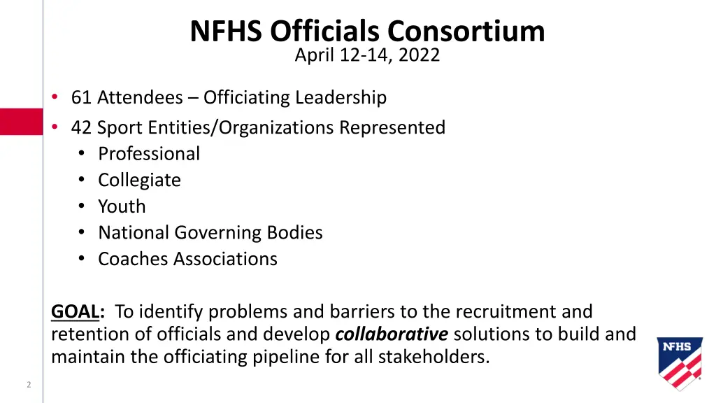 nfhs officials consortium april 12 14 2022