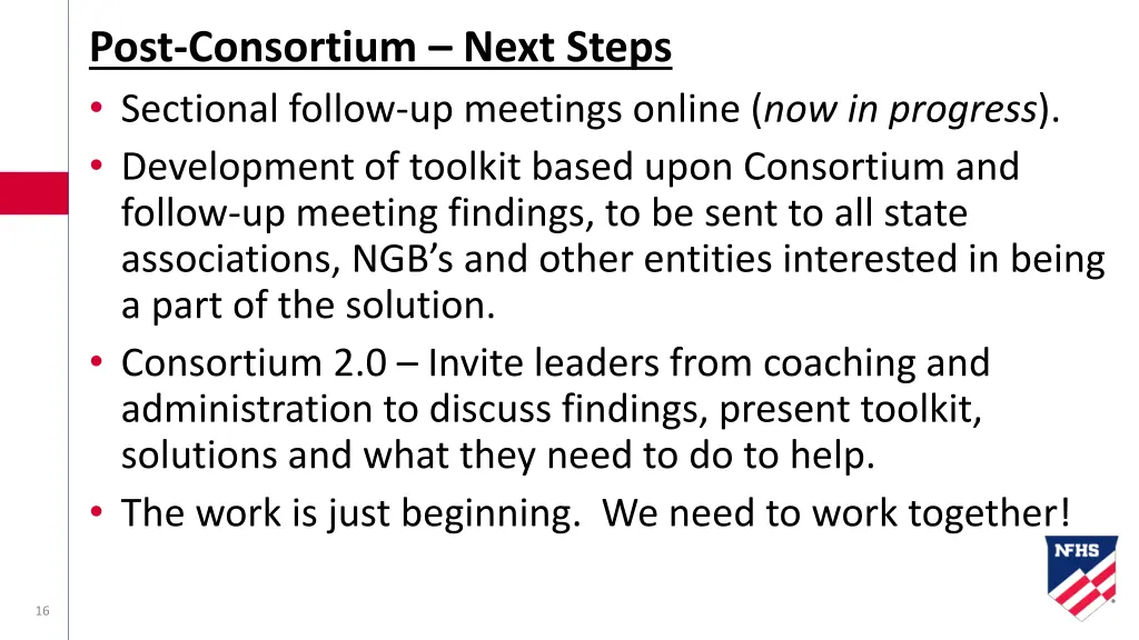 post consortium next steps sectional follow