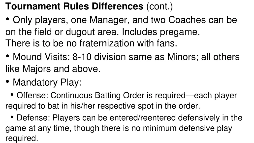 tournament rules differences cont only players