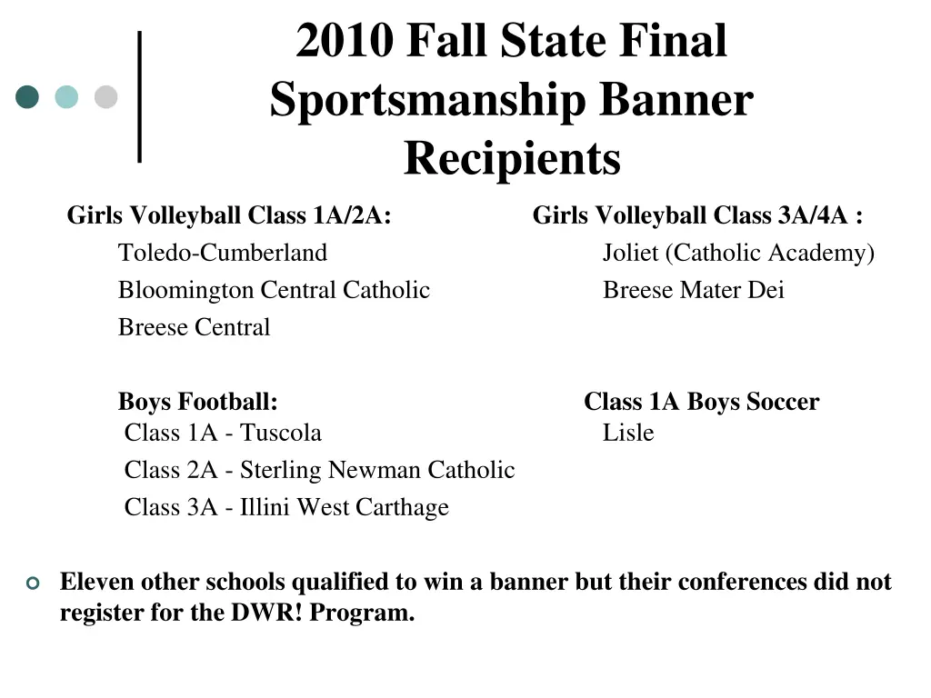 2010 fall state final sportsmanship banner