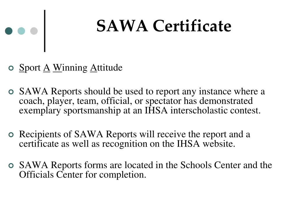 sawa certificate