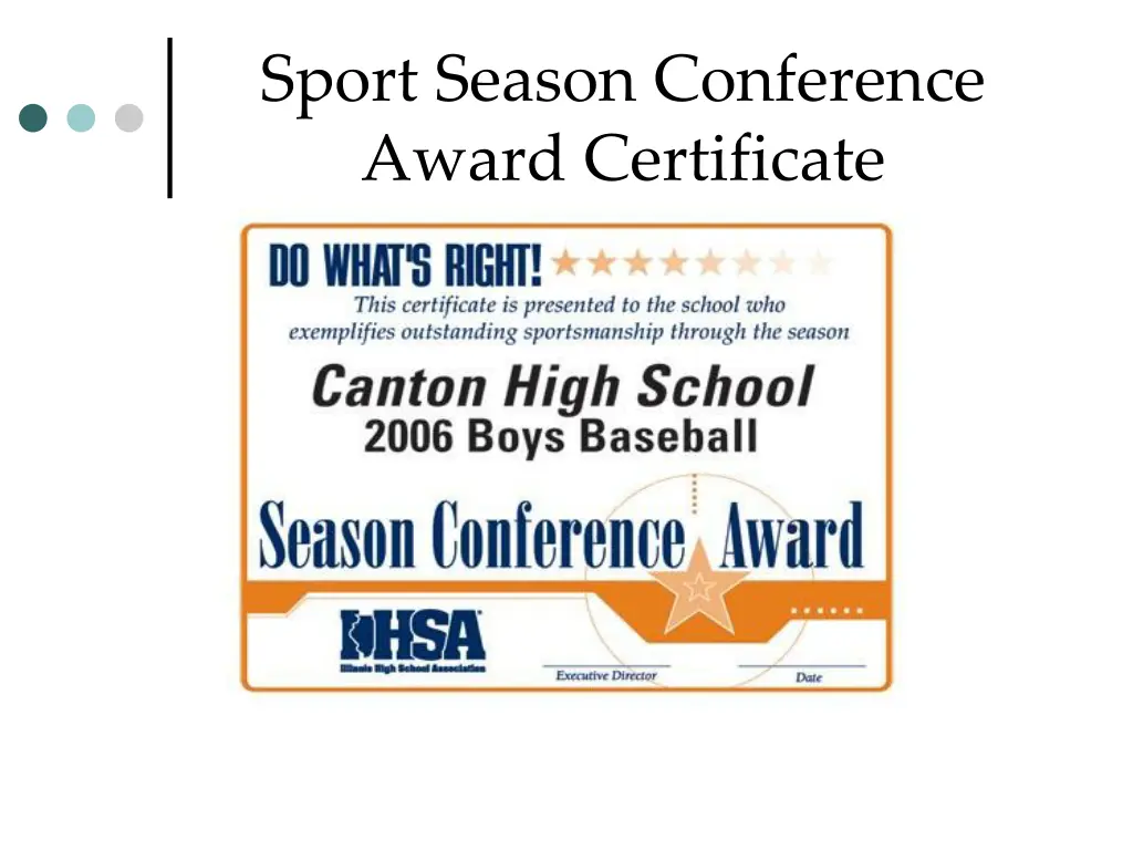 sport season conference award certificate