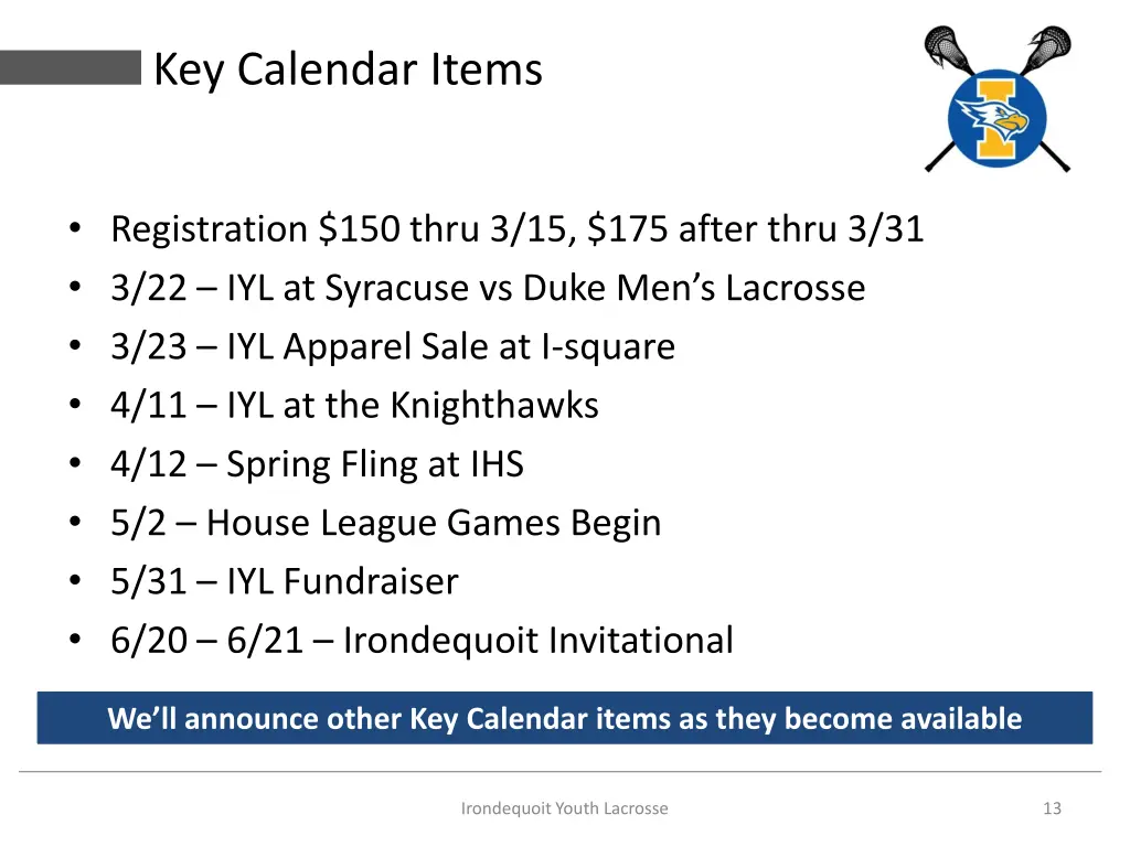 key calendar items