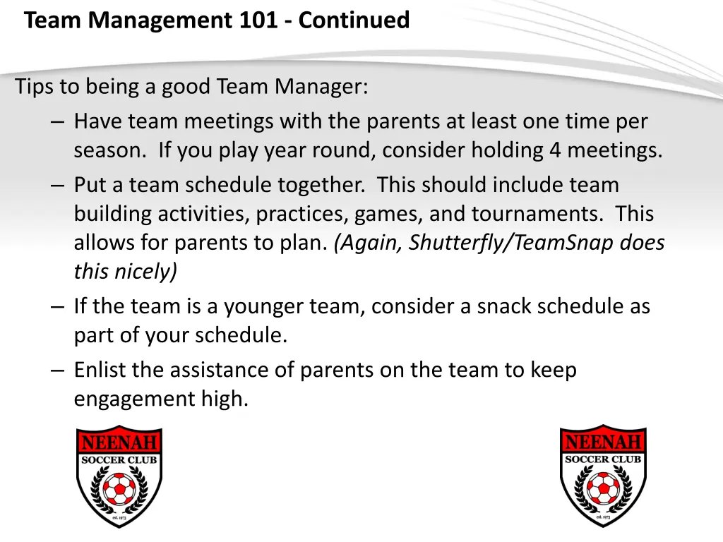 team management 101 continued