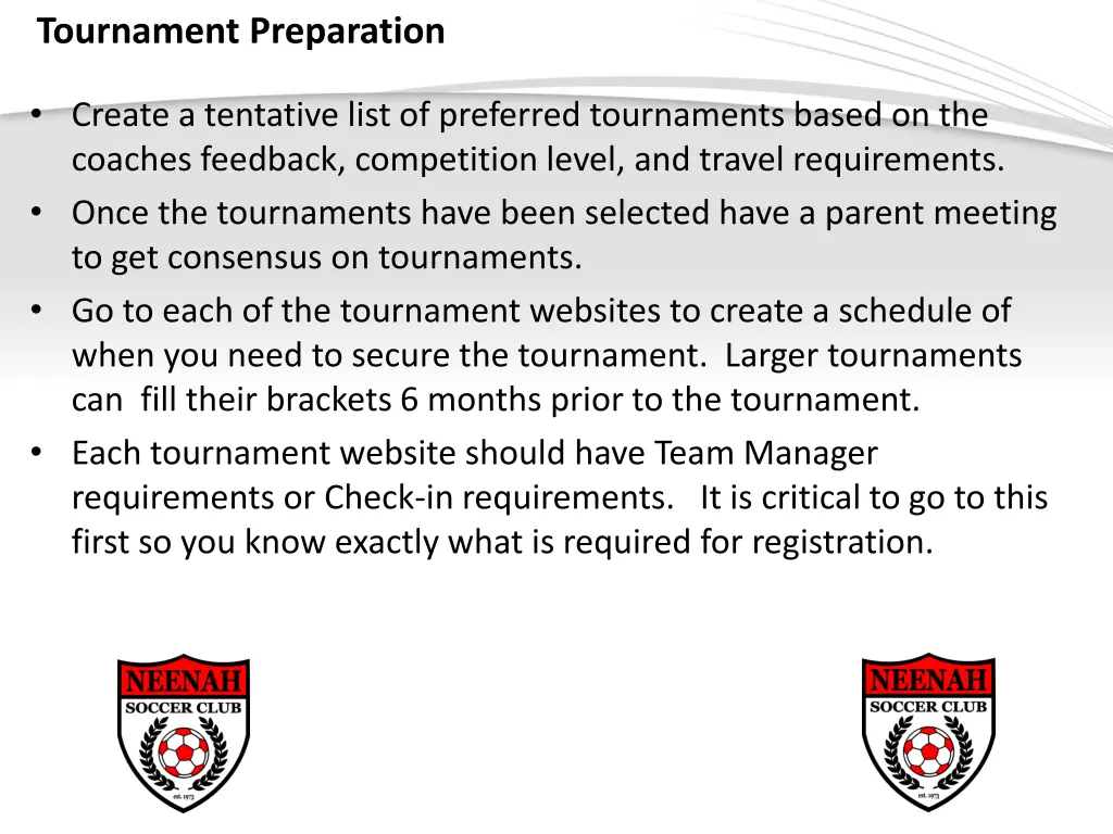 tournament preparation