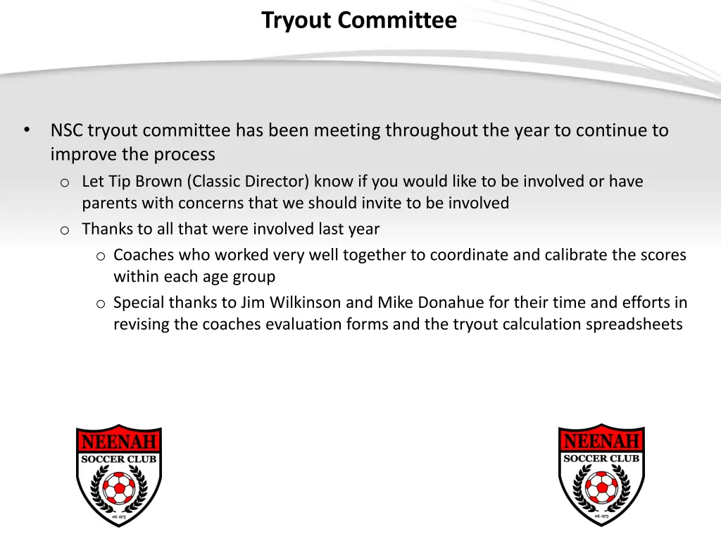 tryout committee