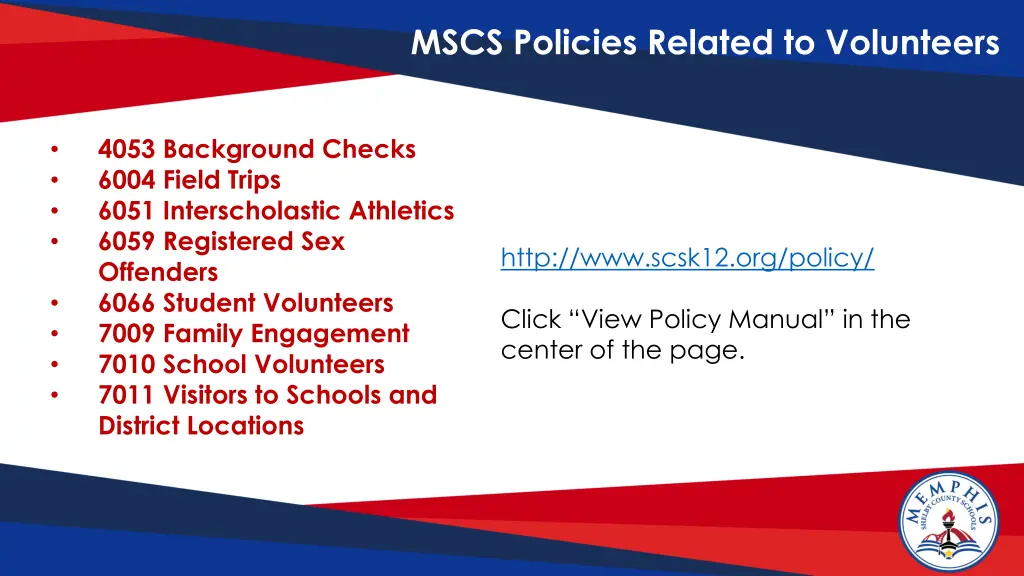 mscs policies related to volunteers