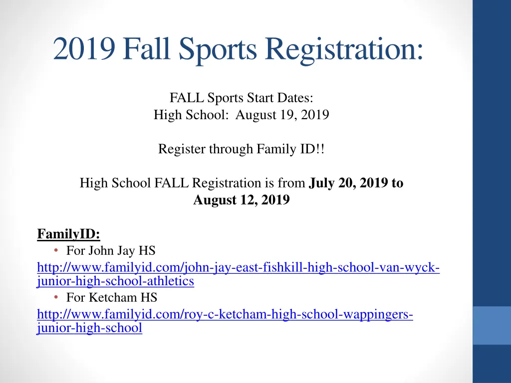 2019 fall sports registration