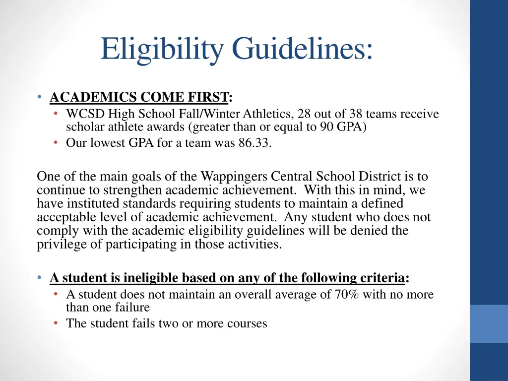 eligibility guidelines