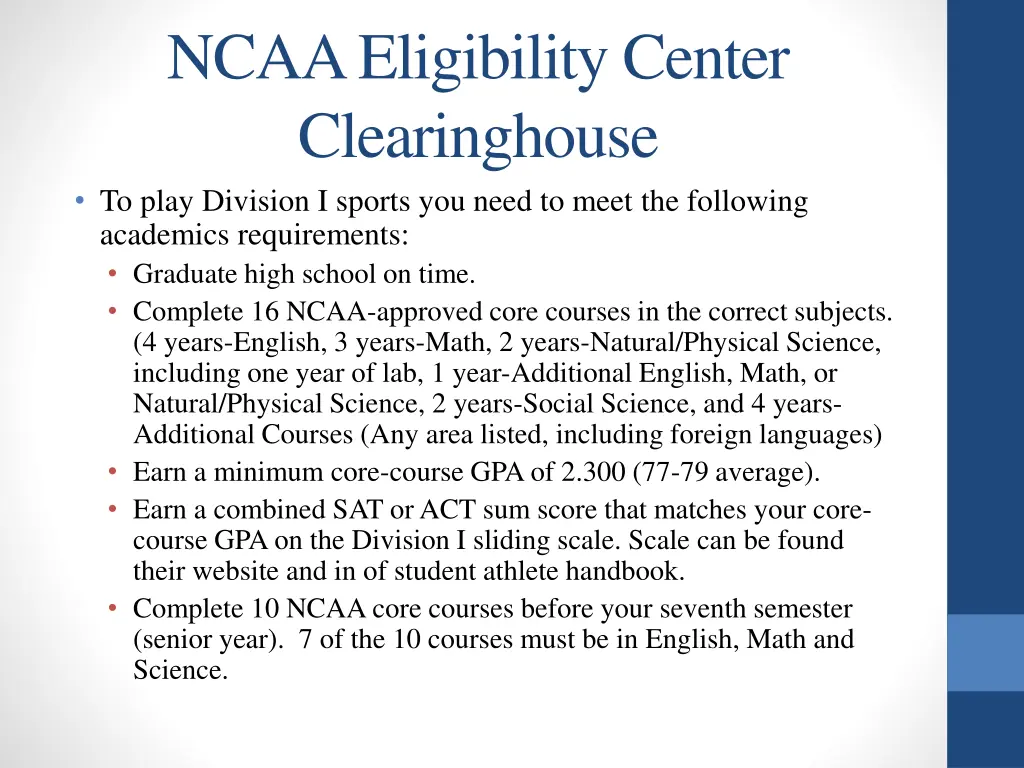 ncaa eligibility center clearinghouse to play