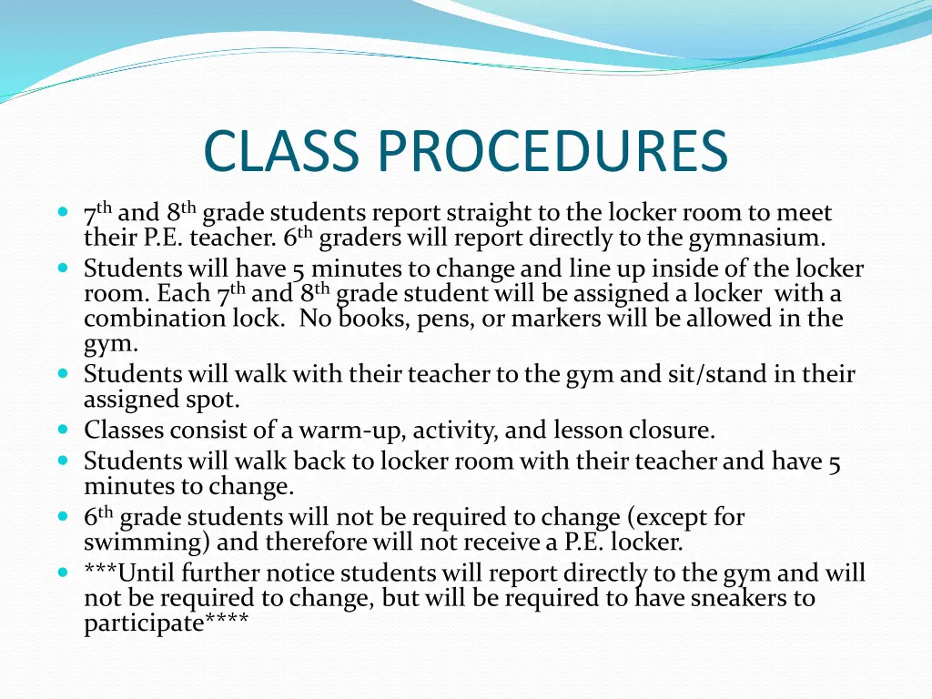 class procedures