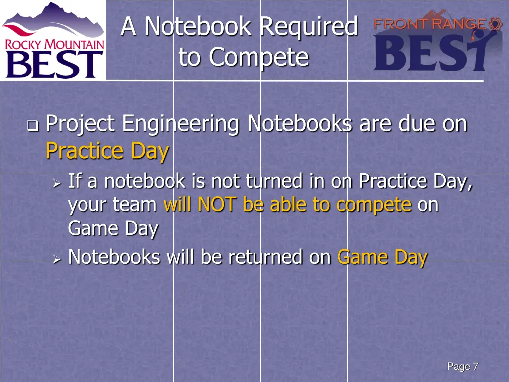 a notebook required to compete